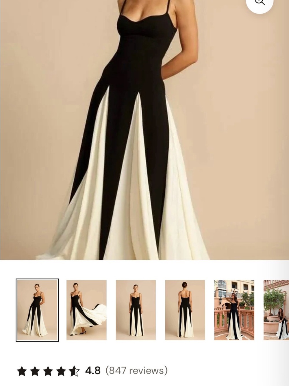 Elegant Black and White Maxi Dress with Contrast Panels